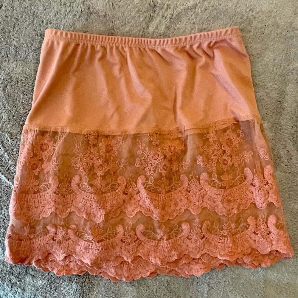 PlusSz Indigo Thread Co. knit & lace scalloped edge TUNIC EXTENDER 3X DustyRose